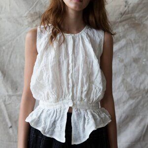 Ovate Magda Top - White Linen M